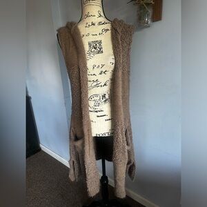 Bohemian vest cardigan hooded knitted a line some‎ fuzzy around